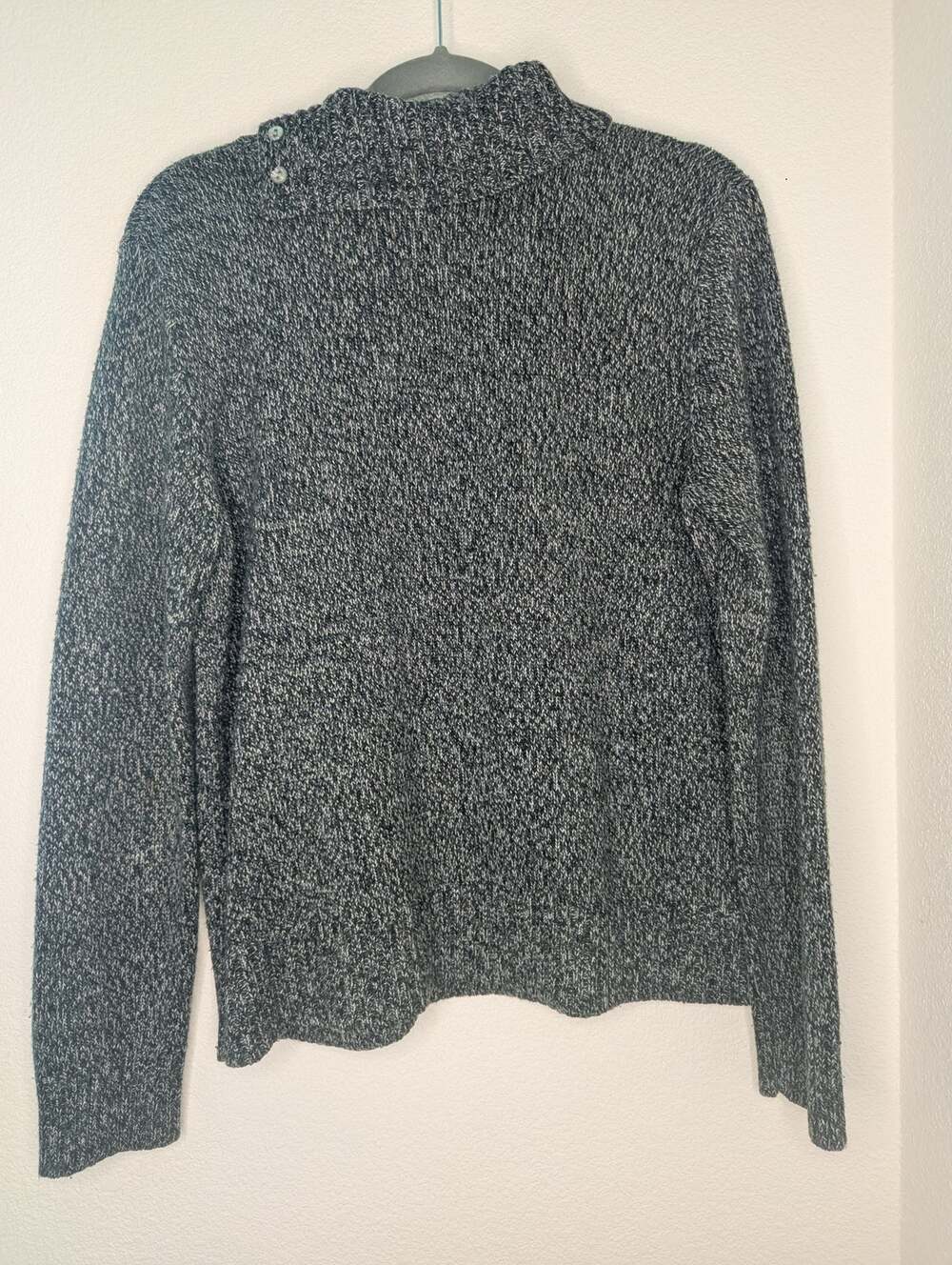 Karen Scott Sport Womens Heathered Gray Sweater M Soft Preppy Cottagecore Button
